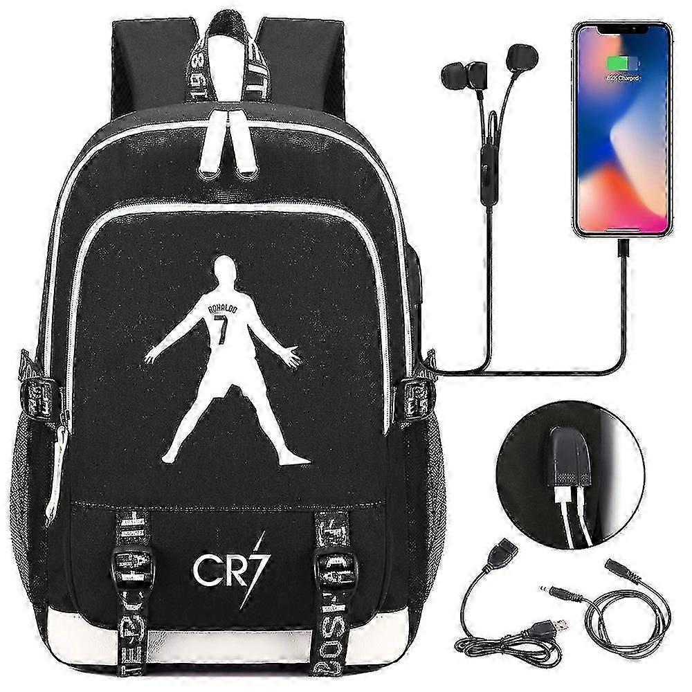 CR7 Νάιλον Αδιάβροχο Σακίδιο με Φόρτιση USB, Ιδανικό για Εφήβους και Λάτρεις της Μουσικής εν κινήσει