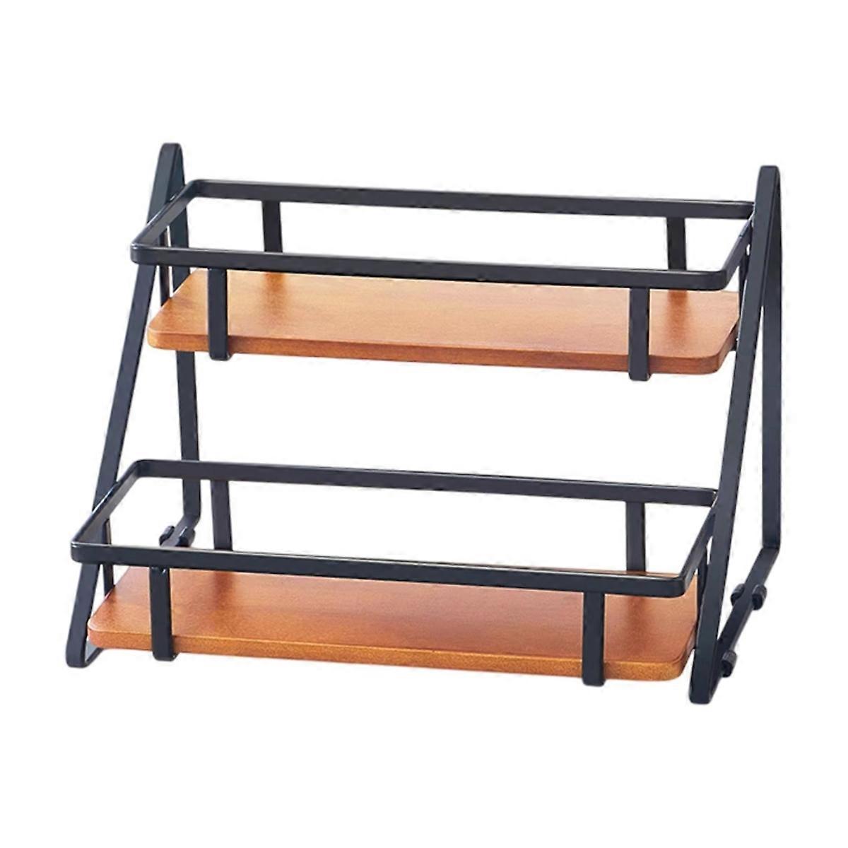 2 Layer Spice Rack Organizer - Multifunctional Storage for Spices, Condiments & Accessories in Home, Living Room Black