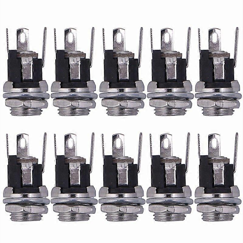 10pcs DC Power Supply Socket Female Panel Mount Connector 5.5x2.1mm