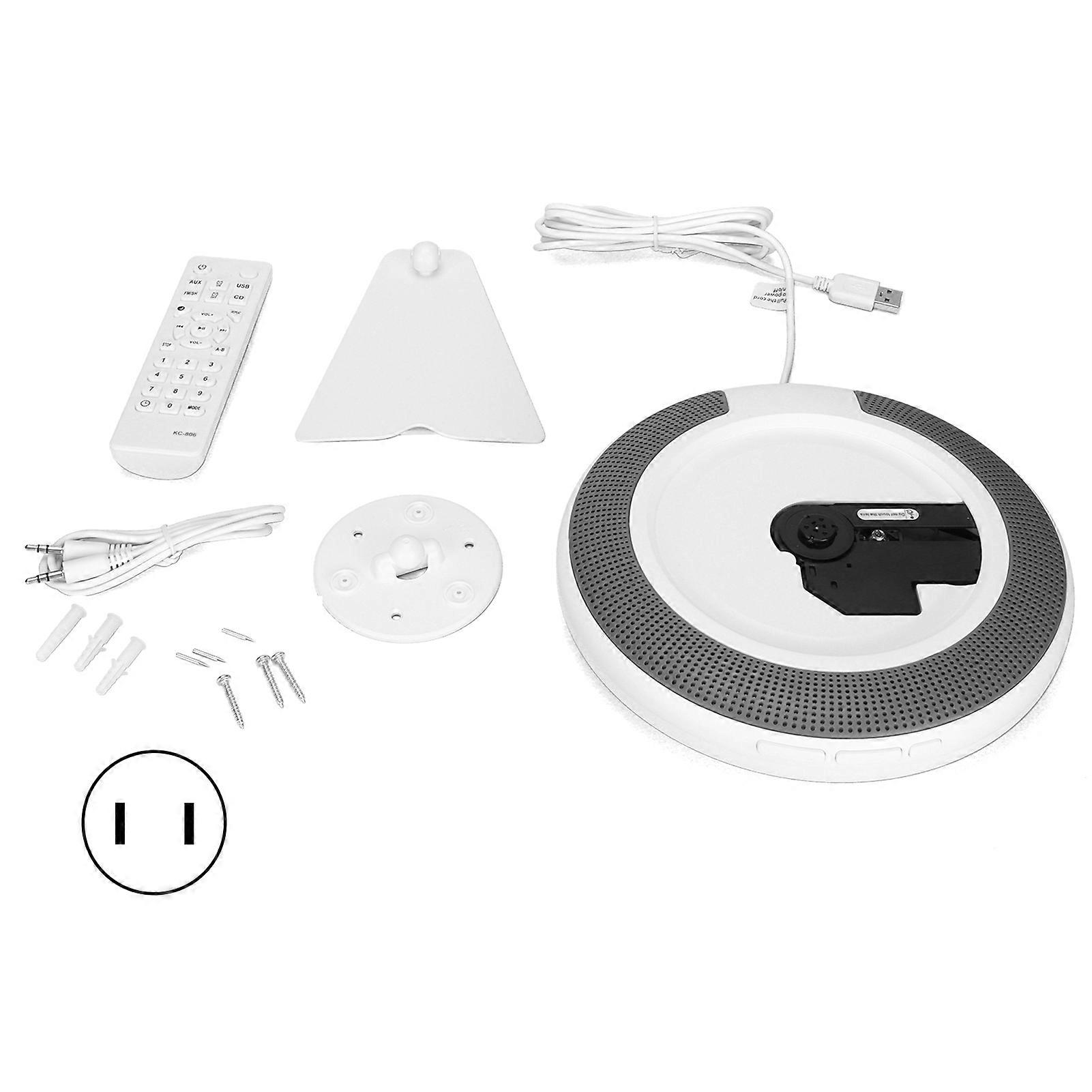 Wall Mountable Portable CD Player with Bluetooth, FM Radio, Remote Control, US Plug