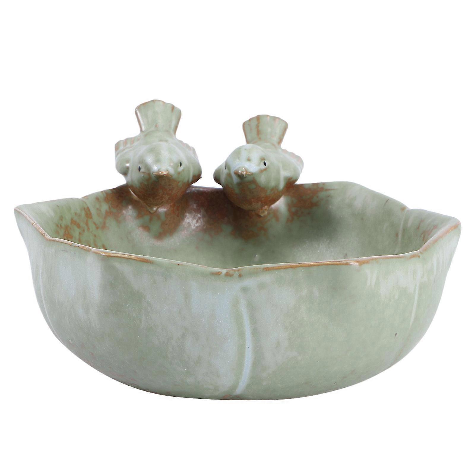 Household Bird Feeder Ceramic Basin for Home 1Pcs Red Ceramic