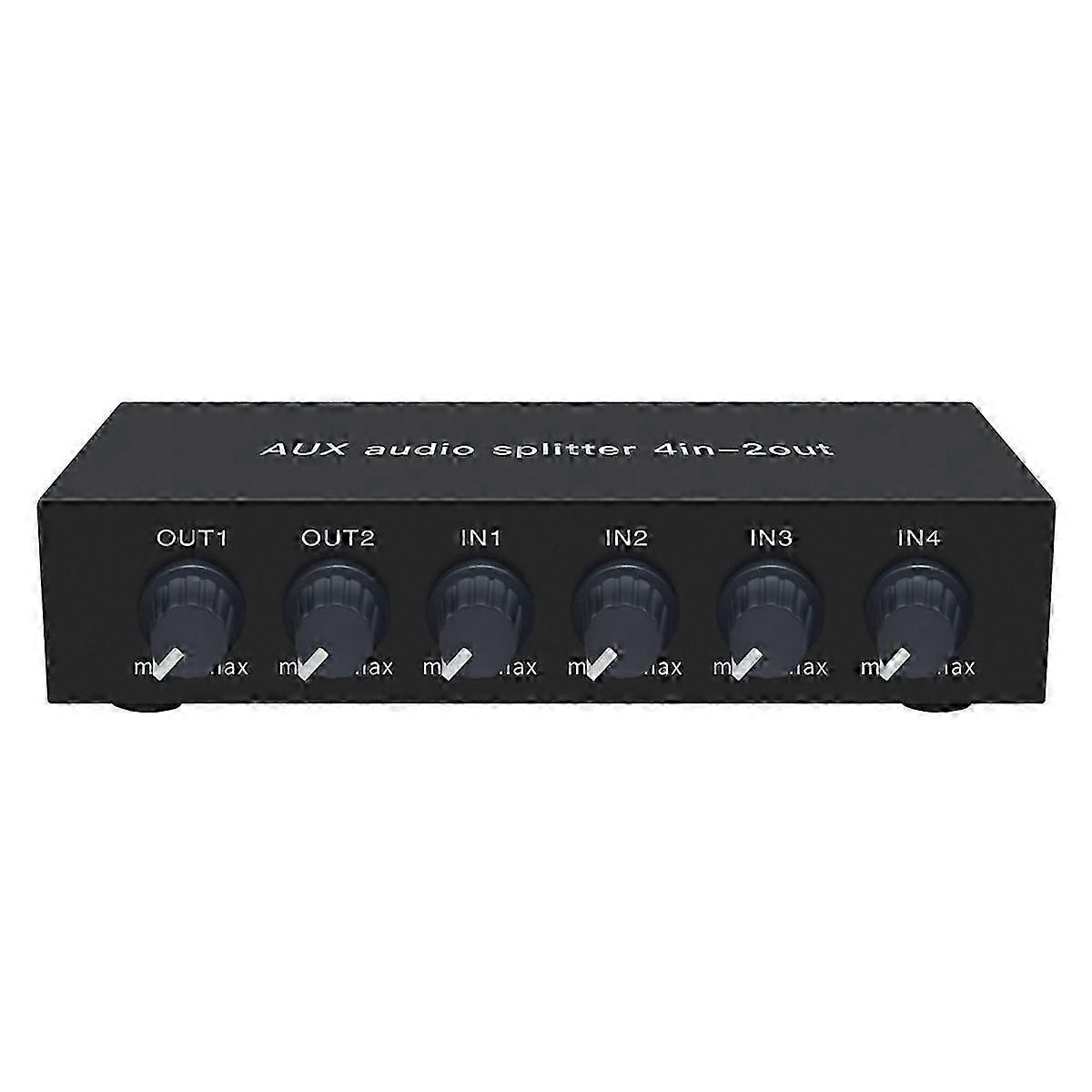 New Audio Switch Mixer Splitter 4 in 2 Out with Stereo High Fidelity & Op Amp Volume Control