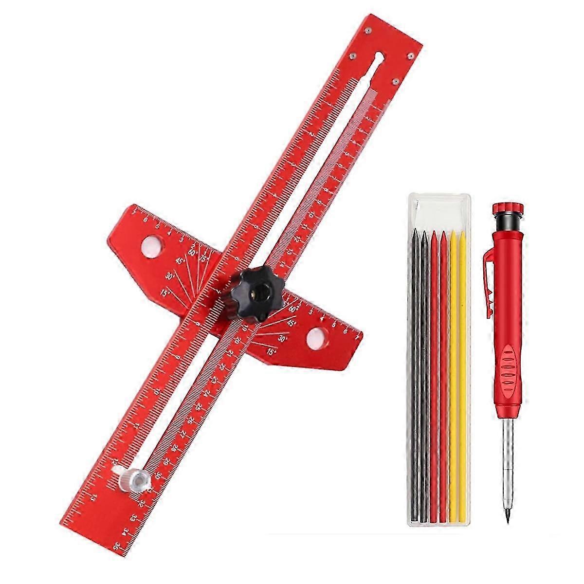 Woodworking Scriber Marking Tool with Adjustable 18 in Aluminum Sliding T-Square Ruler for Engineers