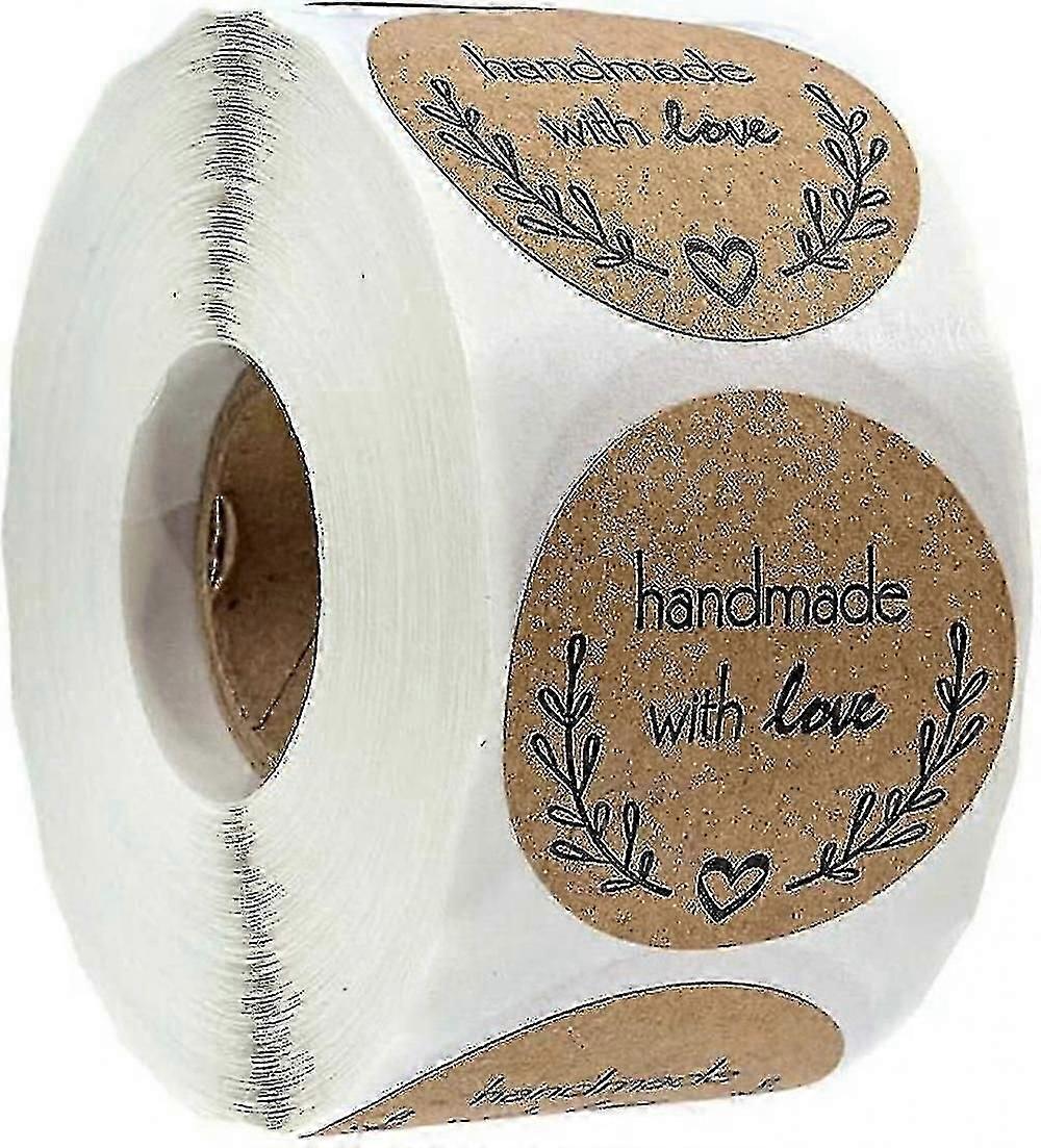 500 قطعة كرافت جولة ملصقات ذاتية اللصق للحرف اليدوية ، البريد ، ملصقات تغليف الهدايا