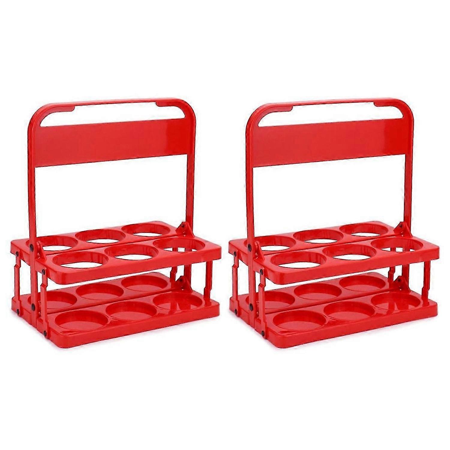 Foldable Plastic Drink Carrier, 2 Pack Red Beverage Carrier