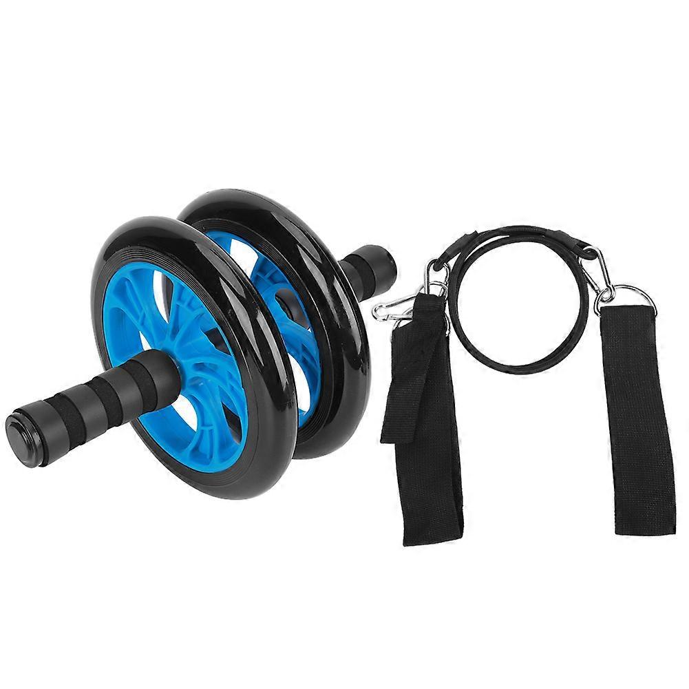 Fitness Roller Abdominal Exerciser with Pull Strap, 29.5cm Blue