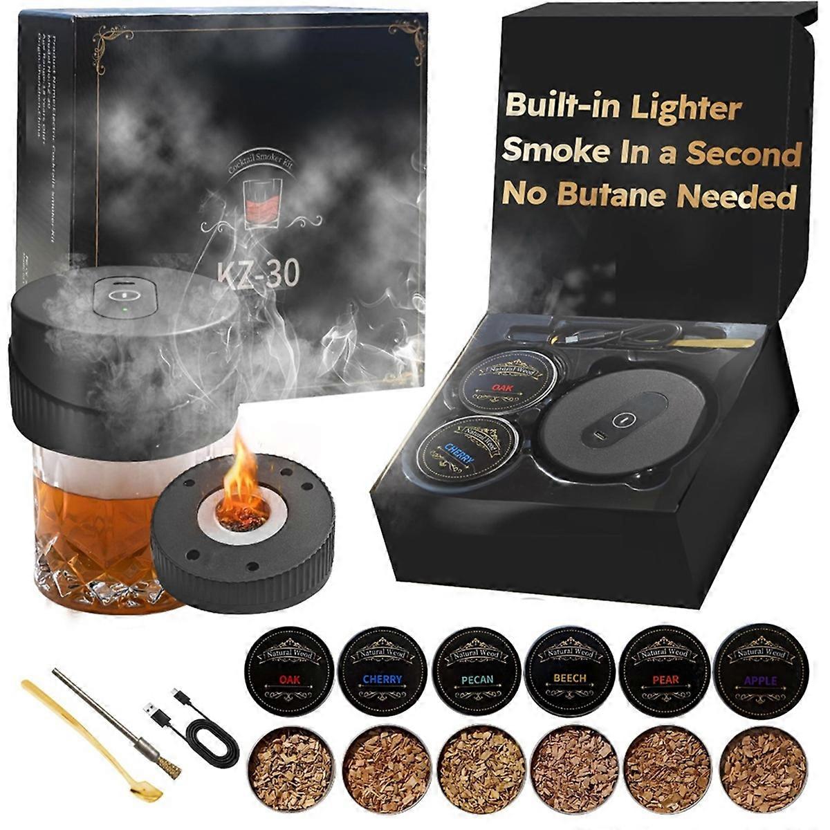 Electric Whiskey Smoker'S Kit, Rechargeable Cocktail Smoker'S Kit Built in Lighter, Butane-Free Gifts for Men, Dads