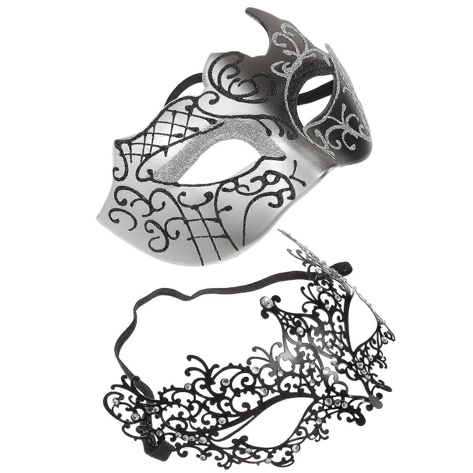 Decorative Mask For Couples 1 Pair Horned Design Costumes For Costume Party 7.1X3.9X3.1In Unique Appearance