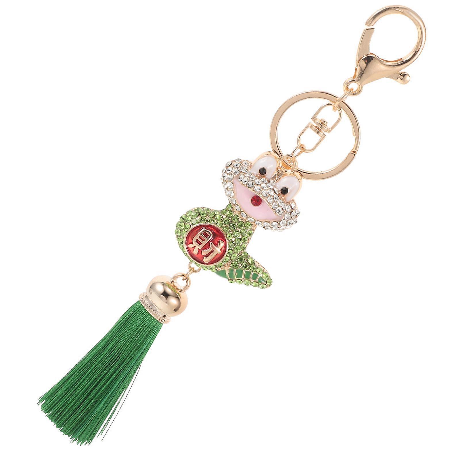 Snake Keychain with Tassel Pendant for Hanging Keys 4Pcs Elegant Rhinestone Design