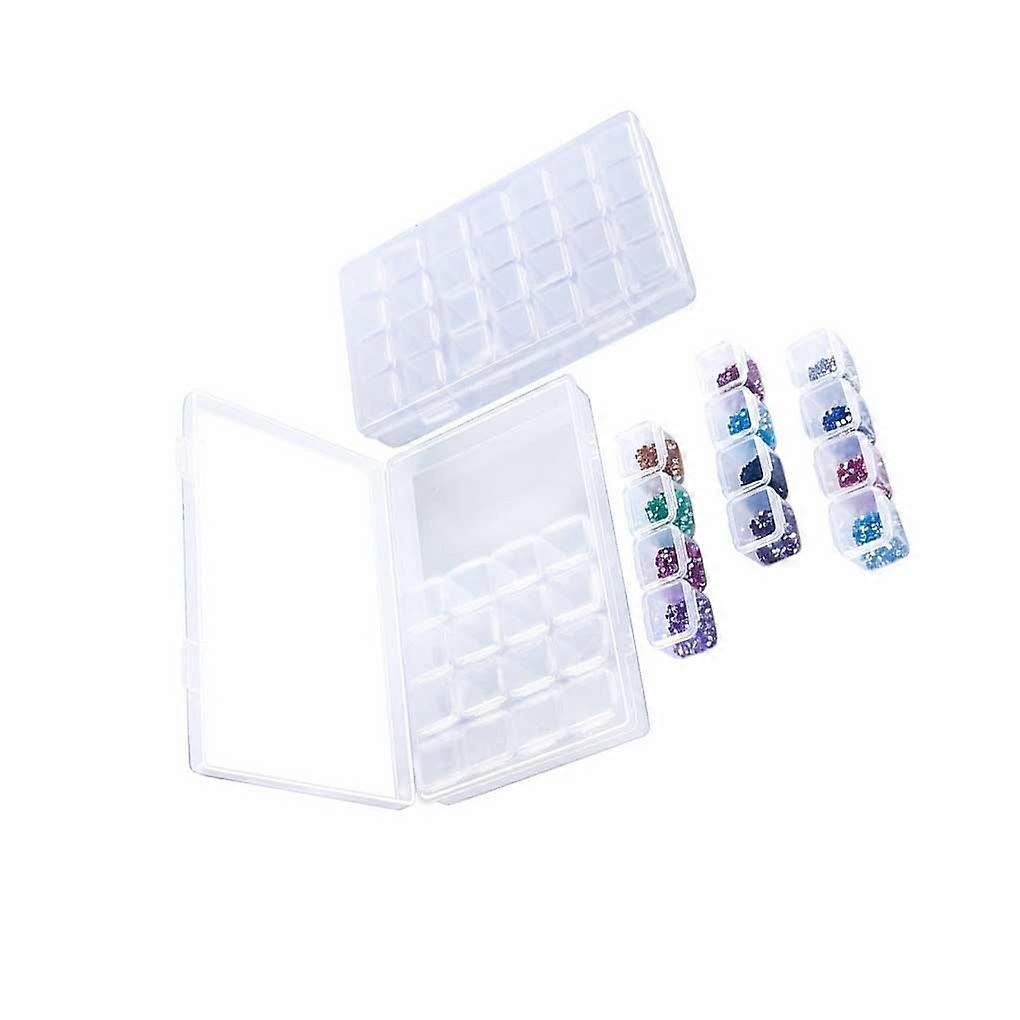 ABS Crystal Embroidery Storage Box Rectangular 28 Grid Salon Pearl Container
