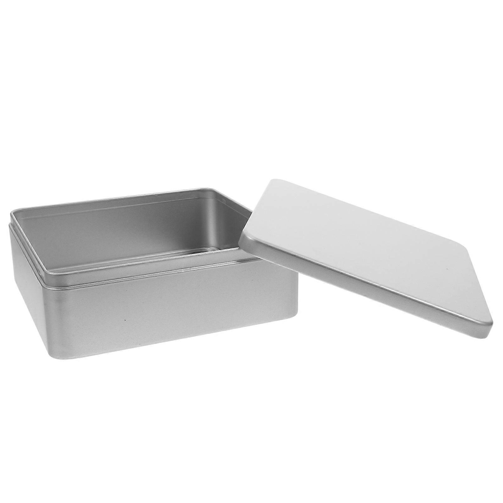 Silver Metal Storage Box for Biscuit Storage Decorative Tin Box with Lid