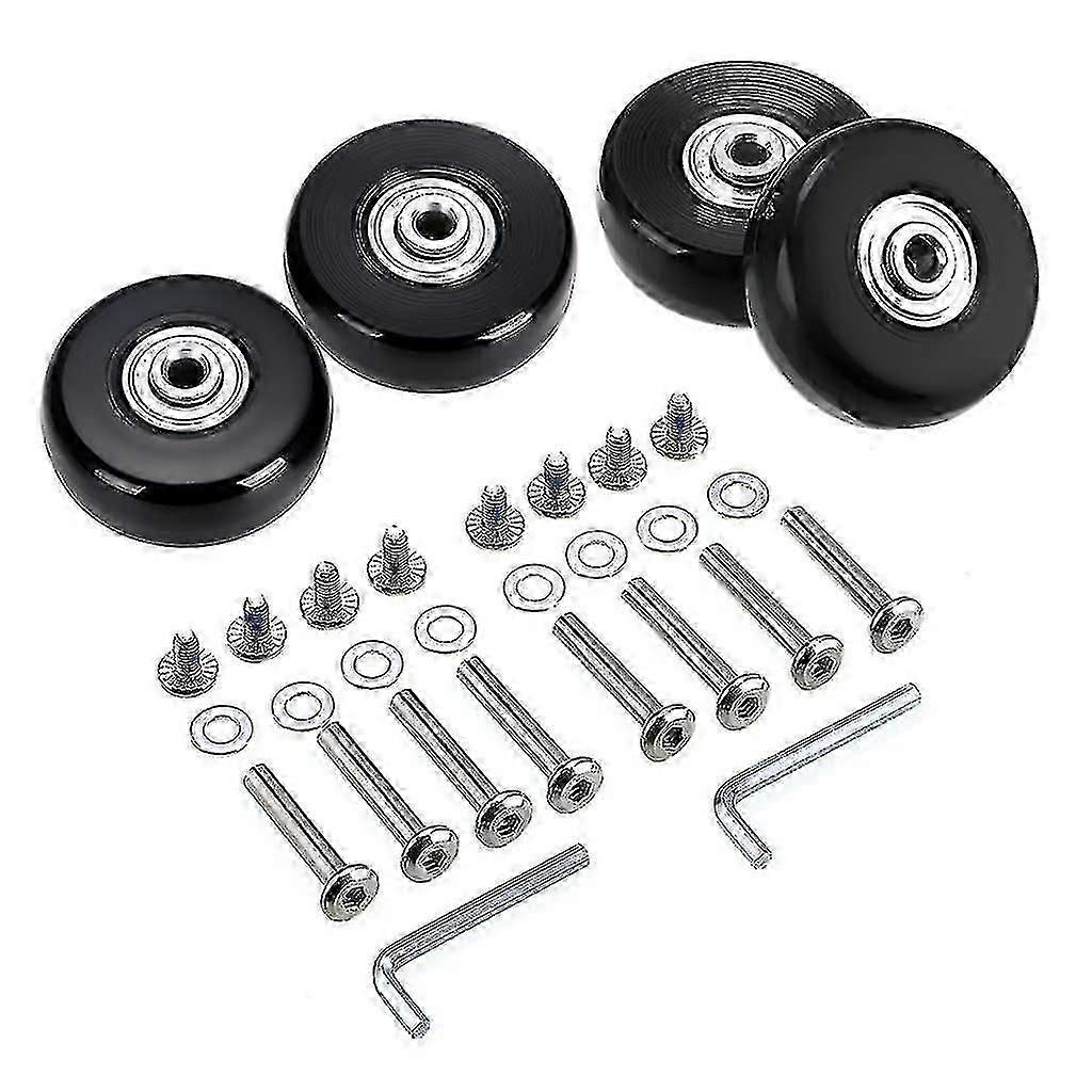 Set of 4 Black Swivel Rubber Suitcase Casters, 50x18mm, Durable and Smooth Rolling for Easy Travel