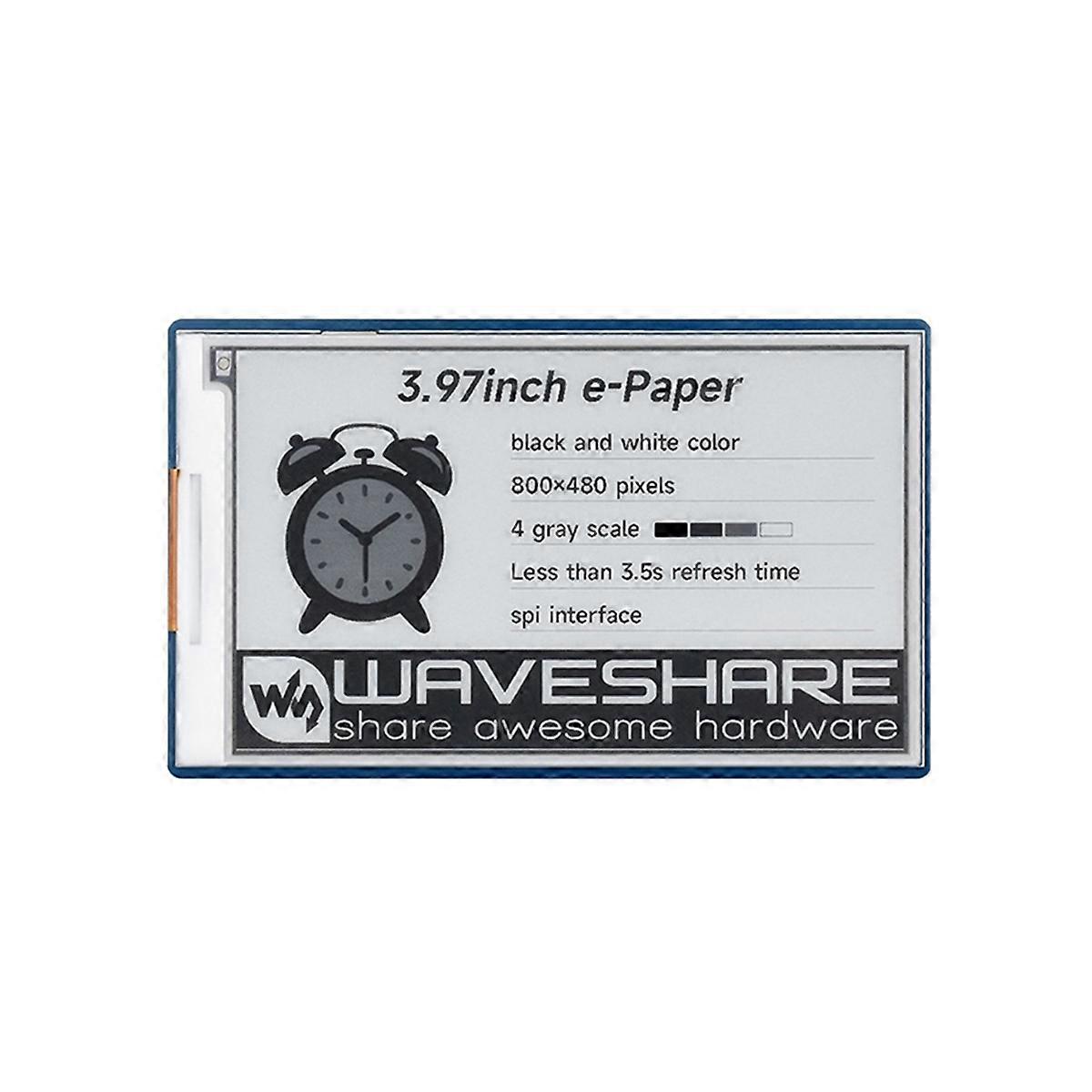 Écran E-Paper 3,97 pouces HAT 800x480 Noir/Blanc Interface SPI Faible consommation pour / Nano//STM3 A