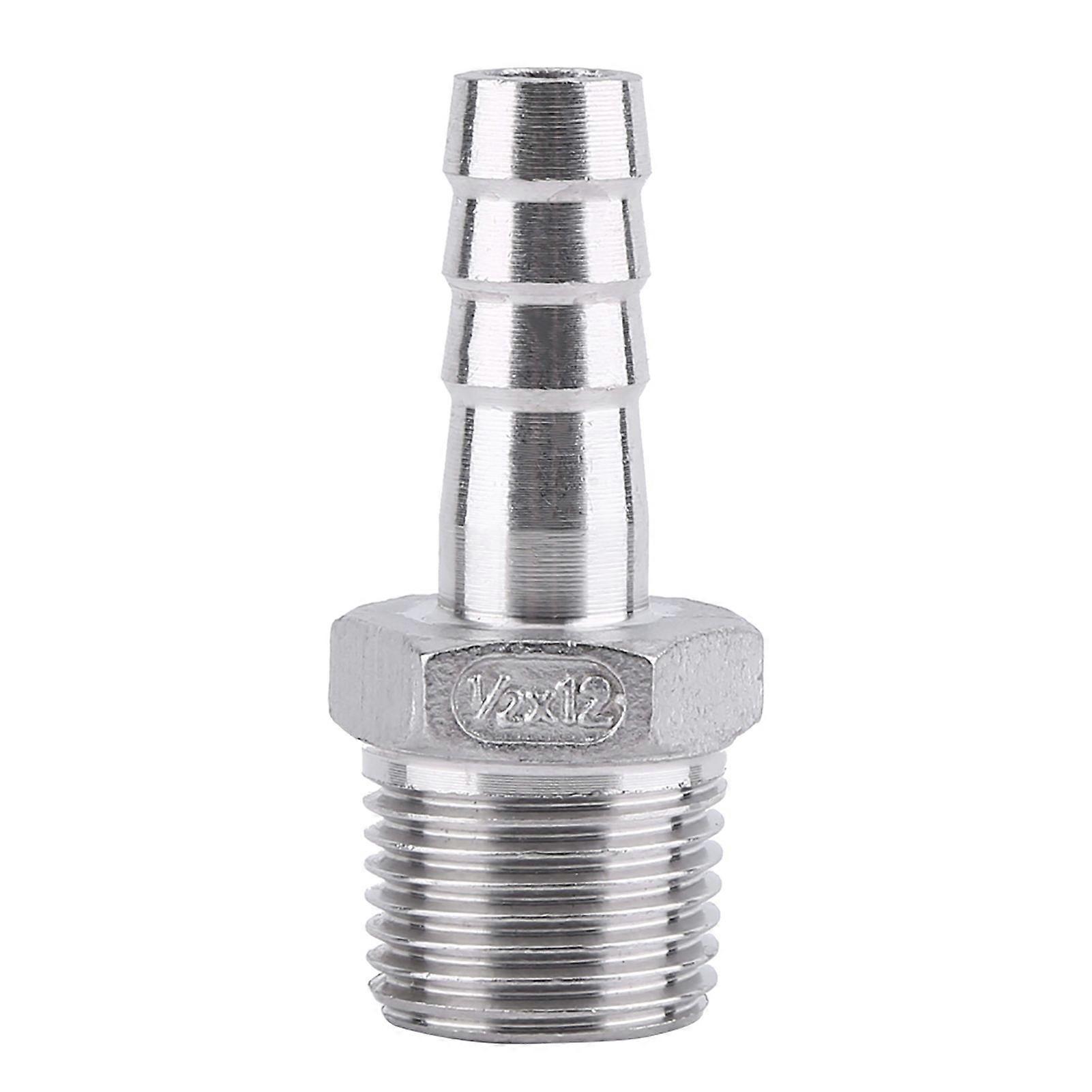 Male Threaded Stainless Steel Barb Hose Pipe Fitting Tail Connector (1/2"x12mm)