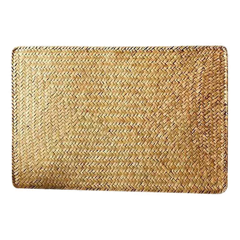 Khaki Woven Placemat Rectangular for Dining Table 2Pcs Set