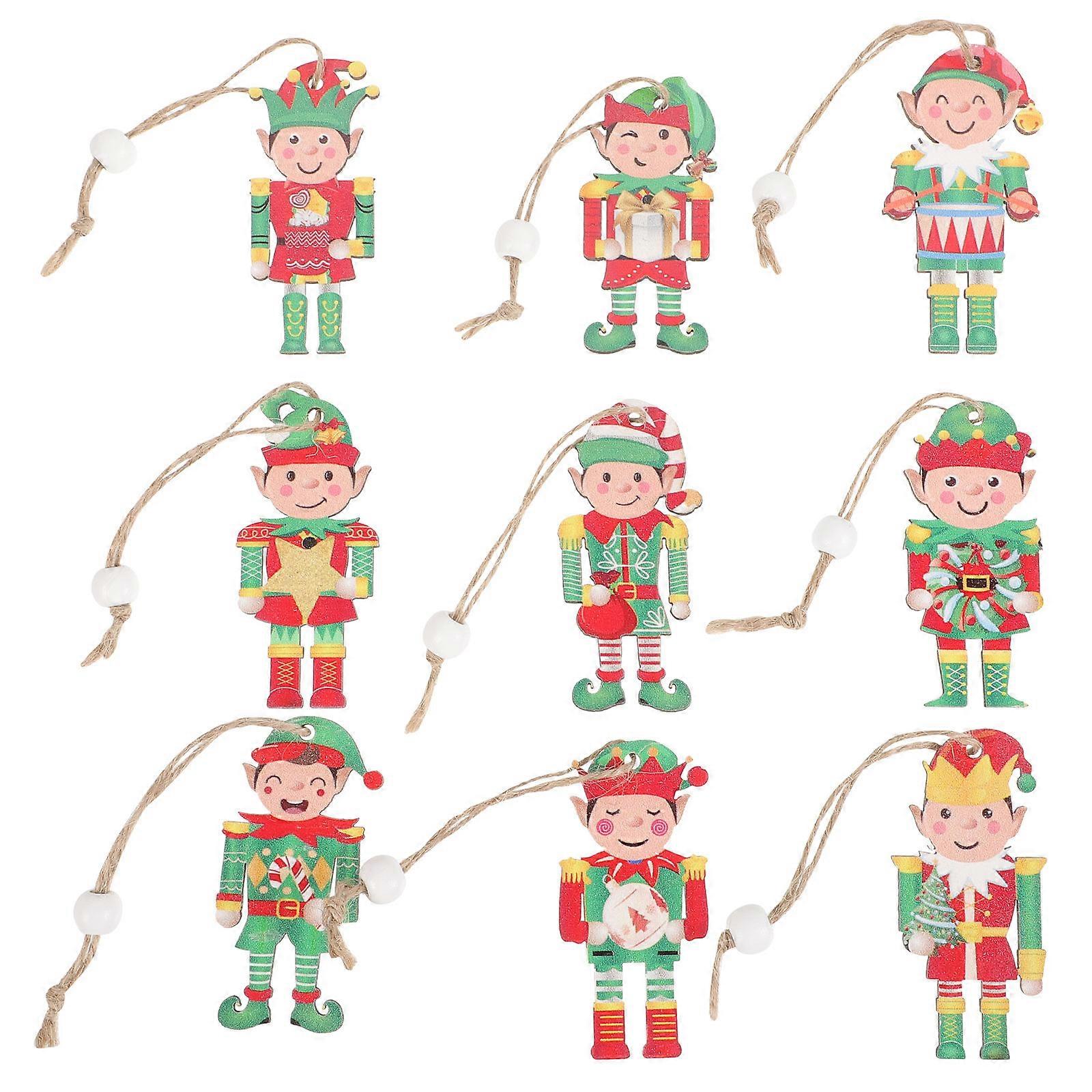 Christmas Tree Pendants for Decoration with 3Sets of Wooden Hanging Ornaments