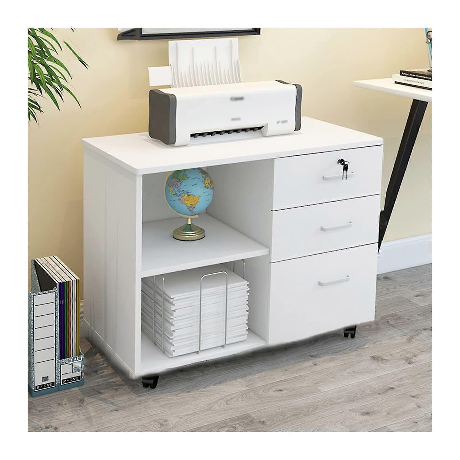 Filing Cabinet Wood Mobile Filing Cabinet 3Drawer With Door Storage For Closet And Office 360 Wheels