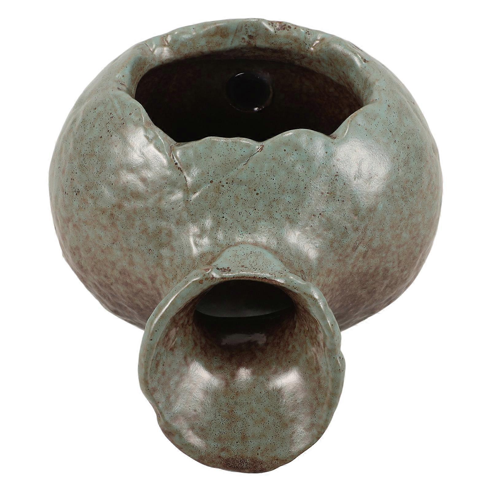 Grey Ceramic Fountain Decor Pot for Circulating Water 2Pcs