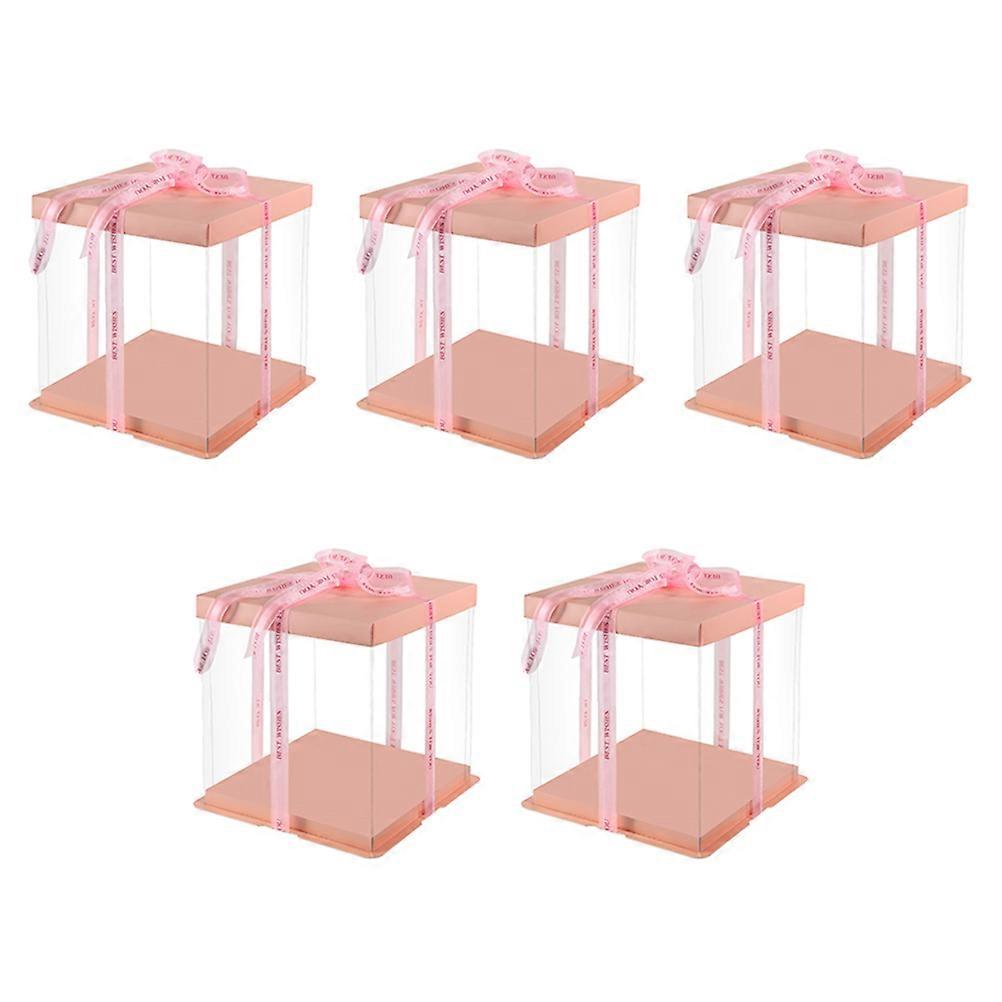 Small Cake Packaging Box Clear Plastic Cake Box 5Pcs Portable For Bakers
