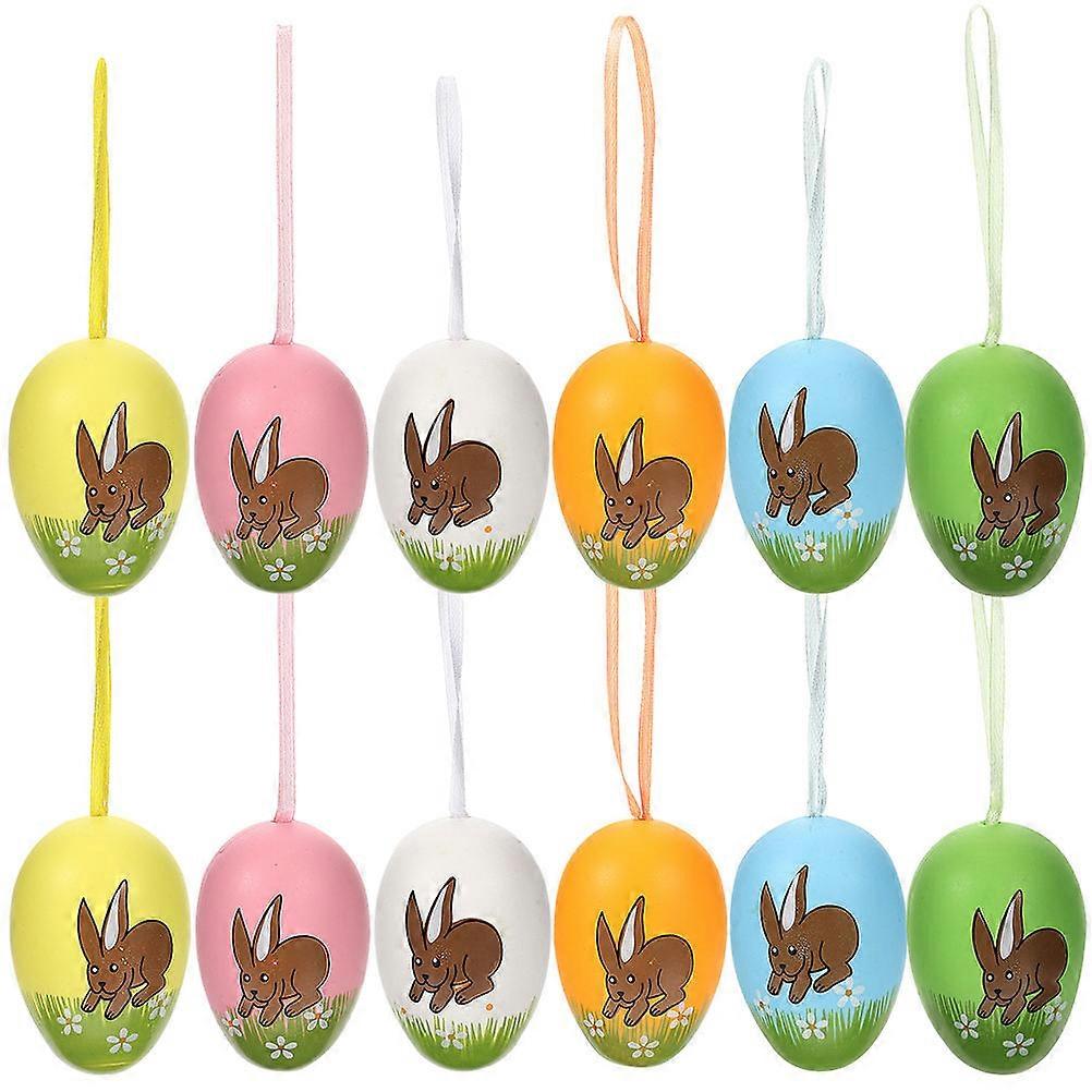 Plastic Hanging Easter Eggs Decorative Easter Ornaments for Decoration 24Pcs