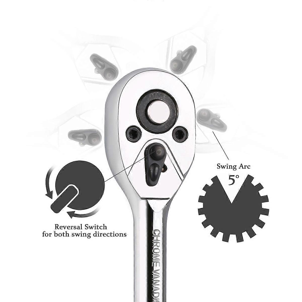 Ratchet Handle Wrench Socket Set Repair Tool 2Pcs 12 in 1 Durable Kit
