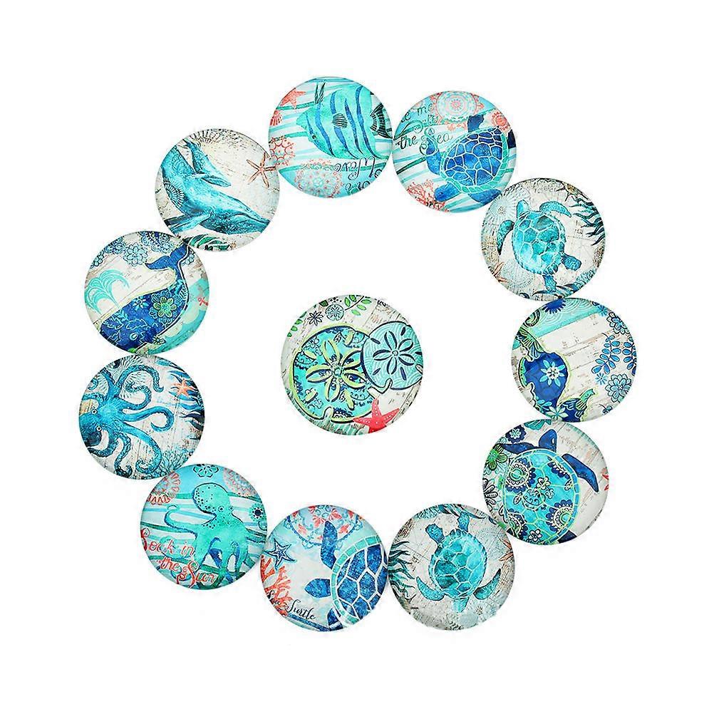 Glass Patch Marine Pattern Sticker for Jewelry Making Accessories 60Pcs