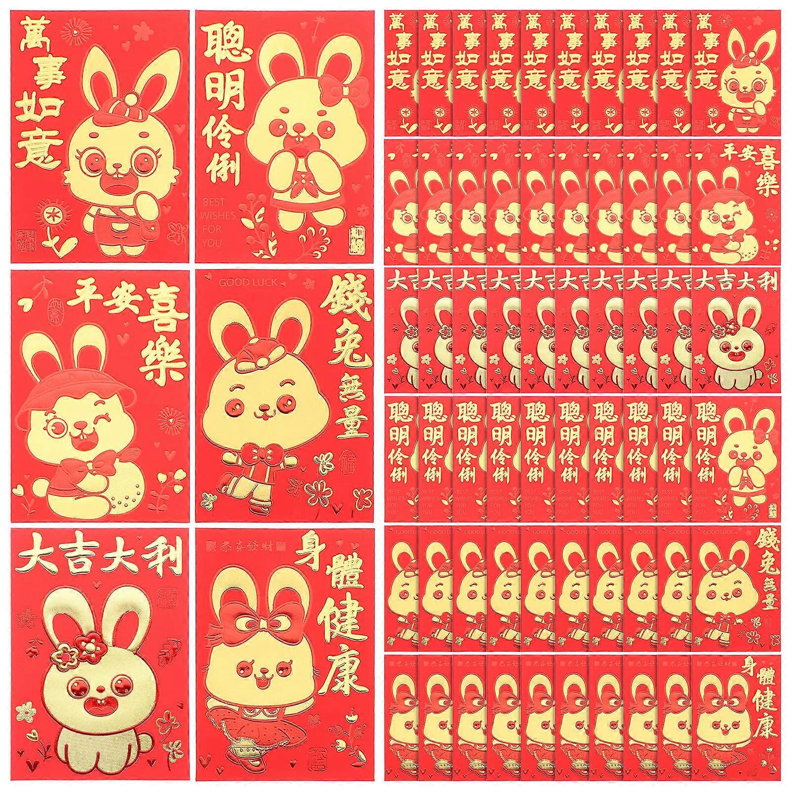 Red Packet Paper Money Pouches for Storage Use 60Pcs Chinese New Year