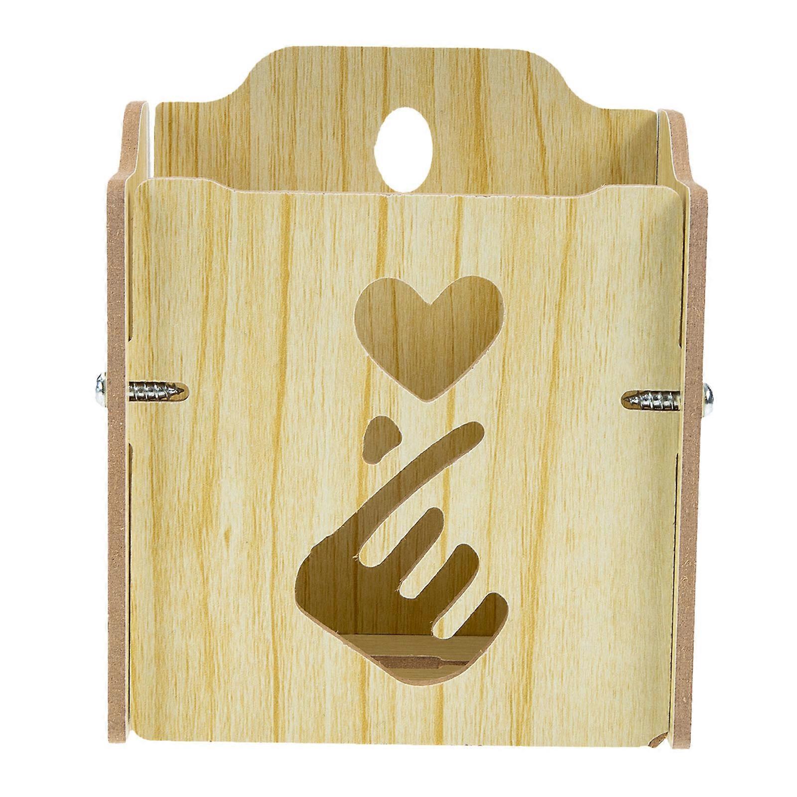 Remote Controller Holder Wall Mounted Phone Holder for Storage Khaki Wood