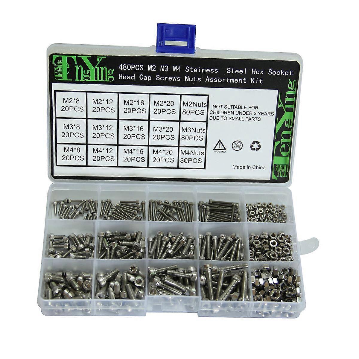 Socket Head Screws Nuts Metric Assortment for Machinery 960Pcs