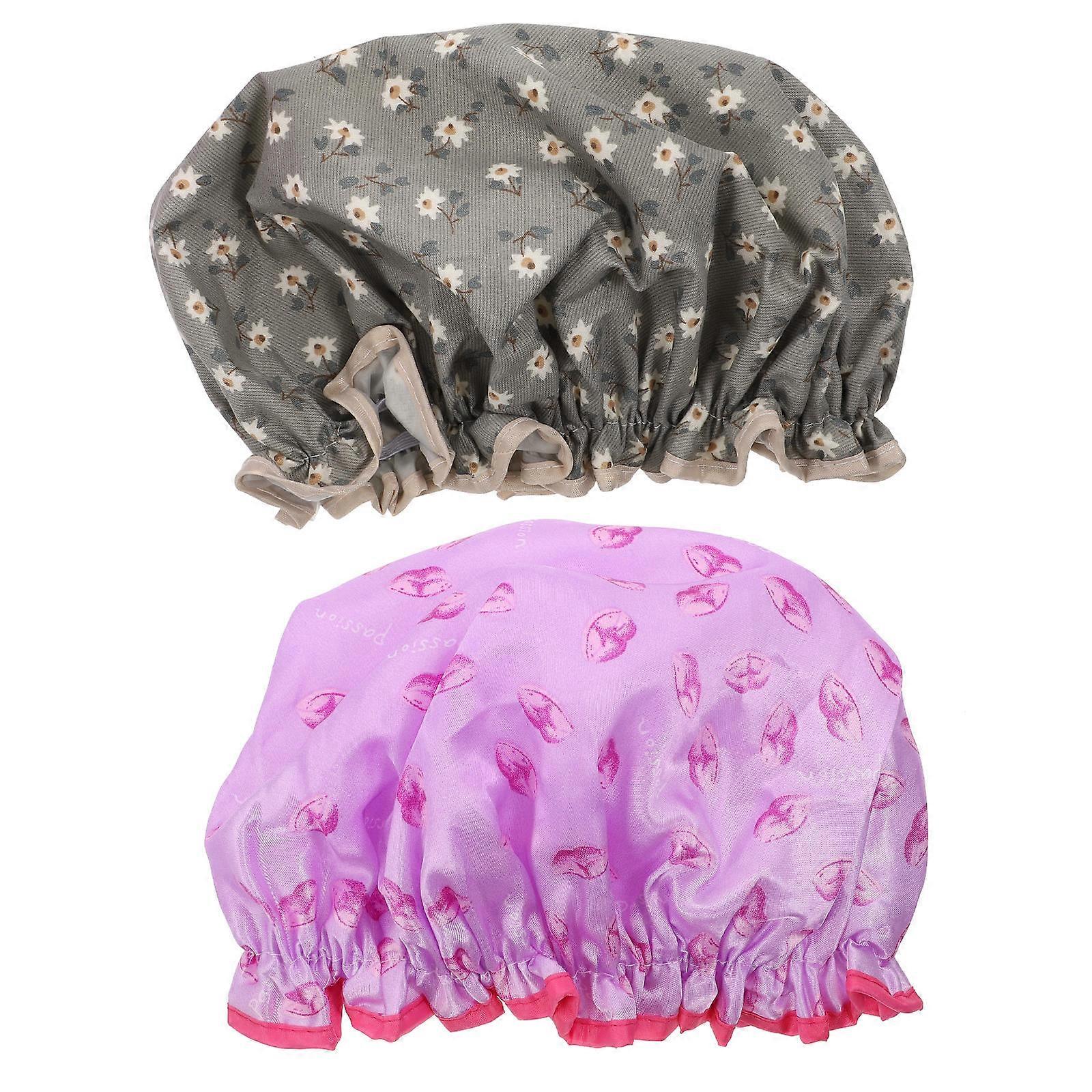 Double-Layer Bathing Caps Shower Caps for Women 4Pcs Assorted Colors