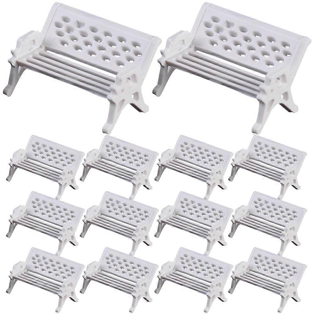 Miniature Bench for Dollhouse White Color Square Shape Minimalist Style 15Pcs