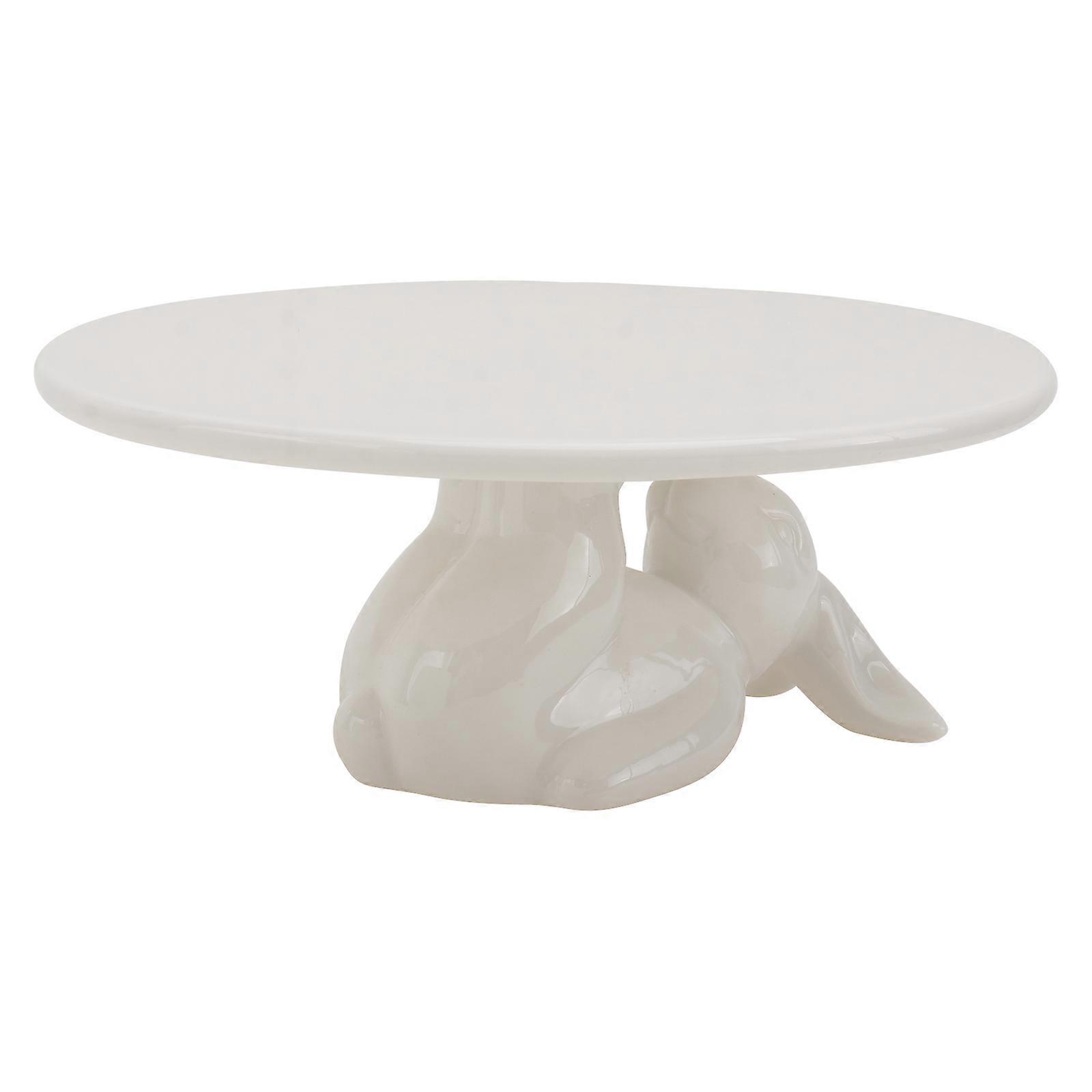 Chic Ceramic Cake Plate Rabbit Motif for Multifunction Use 2Pcs