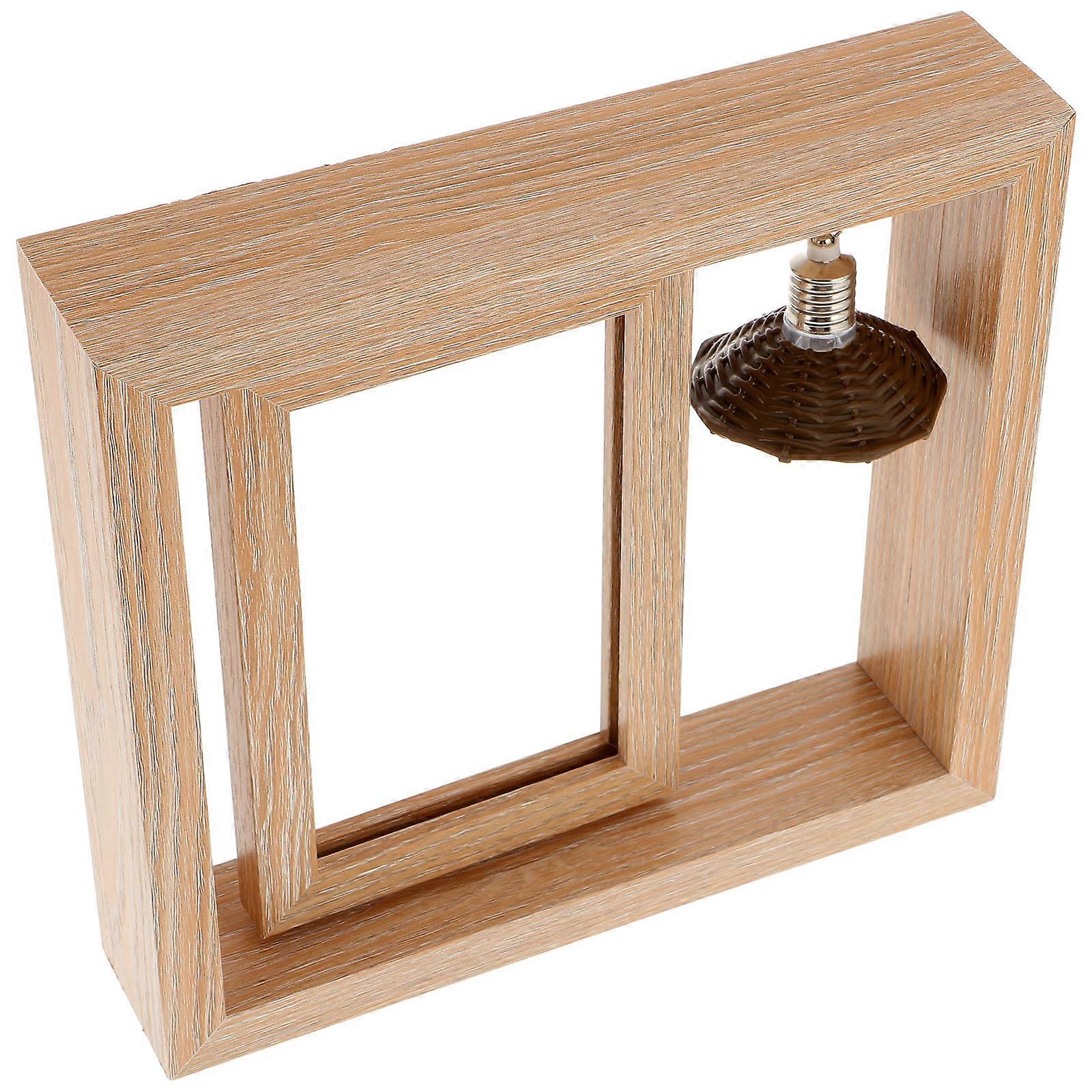 Khaki Double-Sided Photo Frame for Bedroom Decor 2Sets with Lighted Lamp