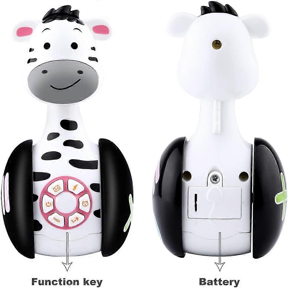 Dsseng Baby Rattle Toys with Music & LED Lights, Compatible with Infant Learning Development, Tumbler Toy for 0-12 Months (Giraffe or Zebra)