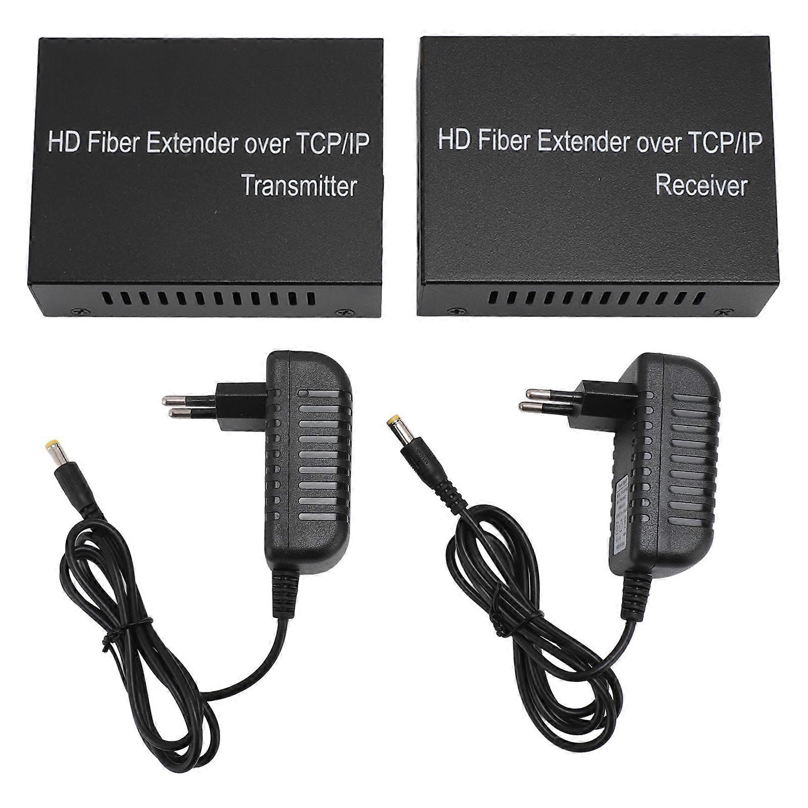 20KM HD Multimedia Interface KVM Fiber Extender Professional 1080P 60Hz Plug and Play Over TCP IP HD Fiber Extender Kit 100240V EU Plug
