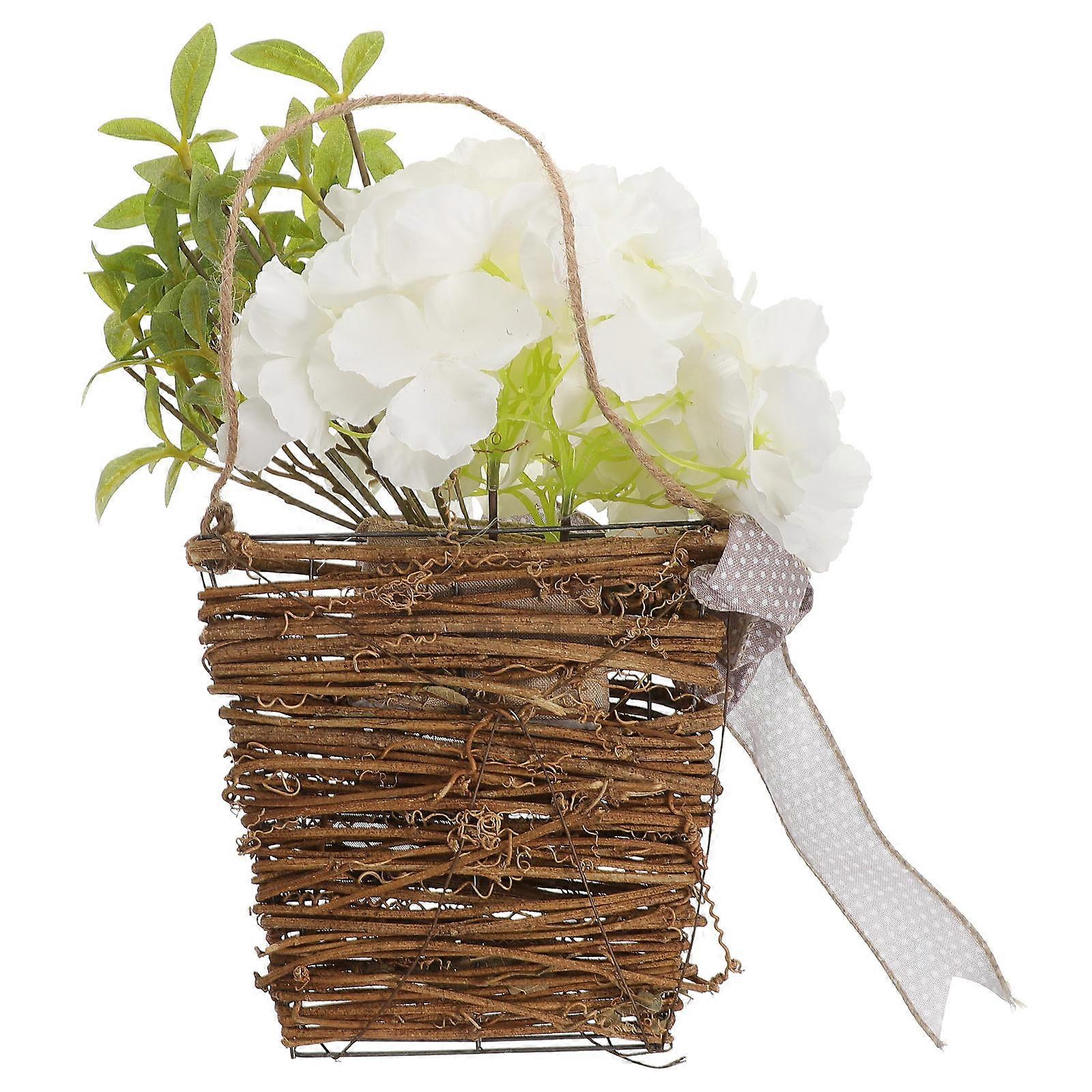 Artificial Flowers 2Pcs Front Door Hanging Flower Basket Decor