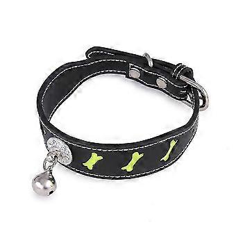 Pet Necklace Bone Shape for Dog Decor 1Pcs Bell Adjustable Black Collar