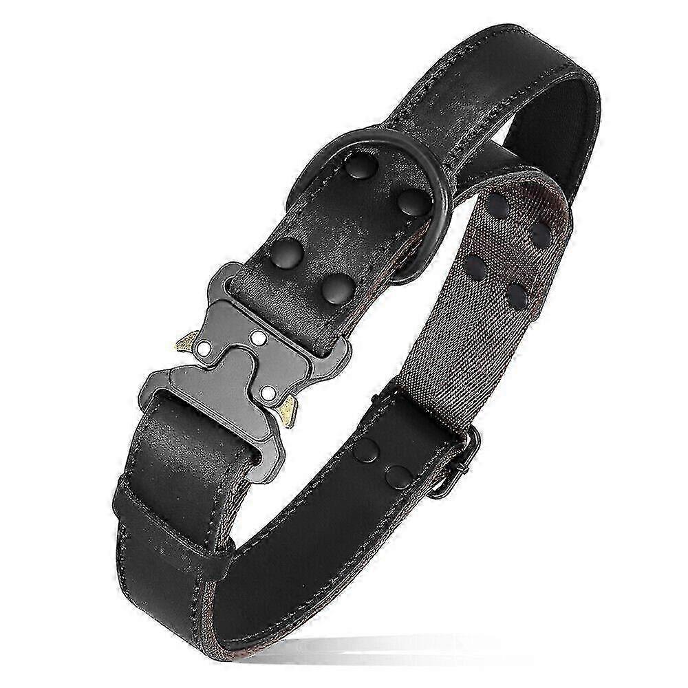 Adjustable Leather Dog Collar with a Handle Attachment 25-26
