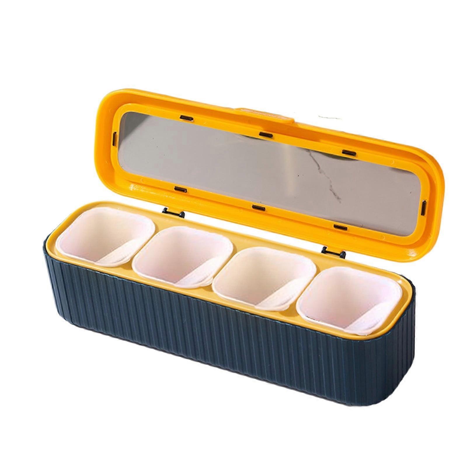 4 Grids Seasoning Box Spice Jar Kitchen Organizer and Storage Spice Jars Clean Combination Seasoning Box Pepper Shakers Container Spice Container Set