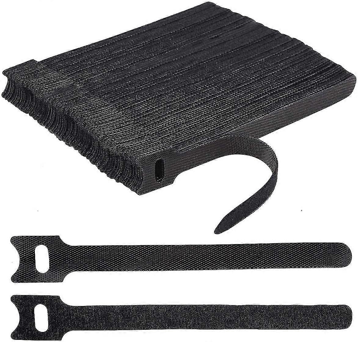 100 X Black Adjustable Reusable Cable Ties Straps, Hook And Loop Cable Straps Cable Ties, Loop Long Cable Straps Ties