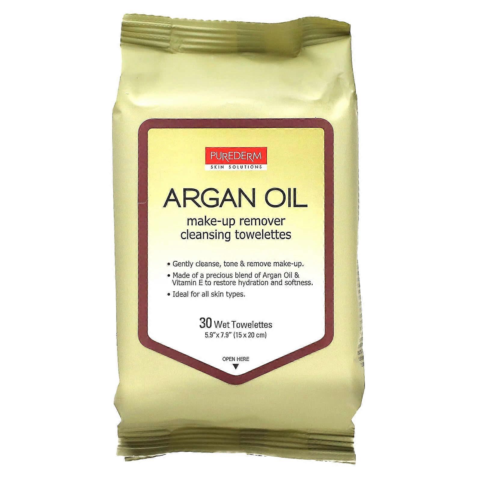 Make-Up Remover Cleansing Towelettes, Argan Oil, 30 Wet Towelettes