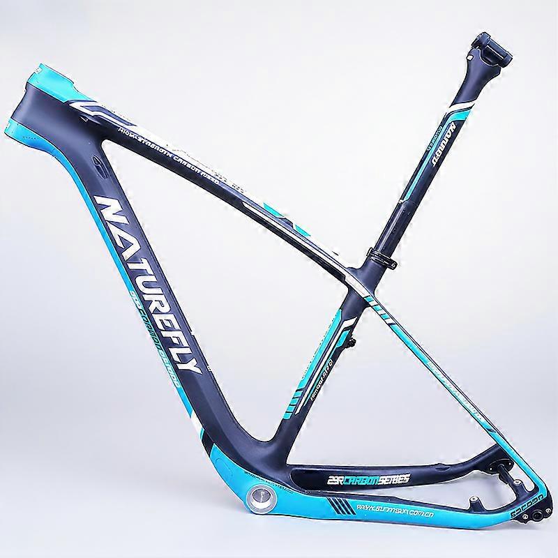 29er Blue Carbon Mountain Bike Frame MTB Bicycle Cycle Frameset Thru Axle XS