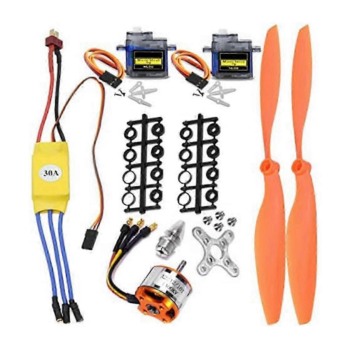 2212 1400KVモーター+ 30A ESC + SG90サーボ+ RCプレーンクワッドコプター固定翼プレーンヘル用プロペラセット