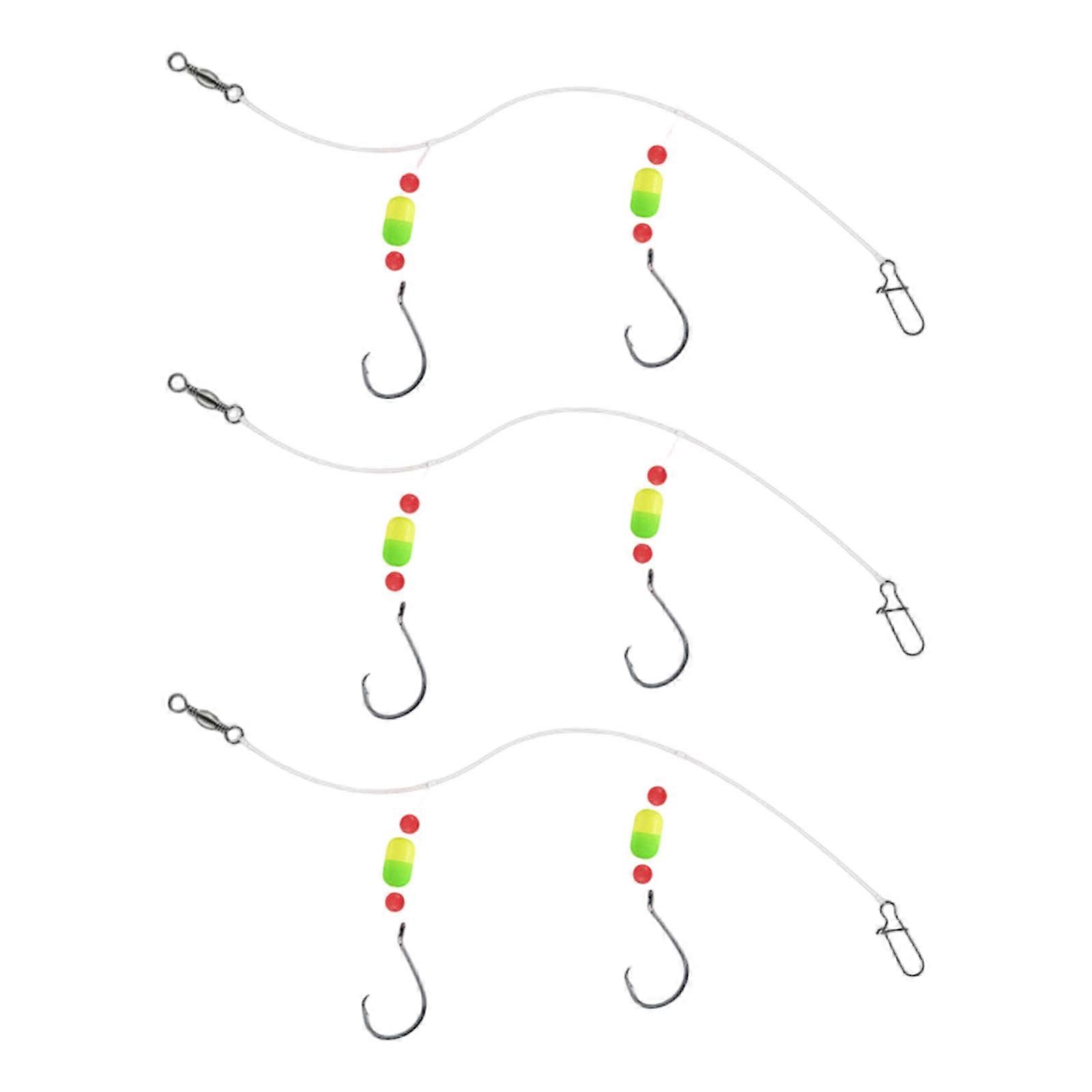 Fishing Rigs System With Interchangeable Stainless Steel Hook Saltwater Use High Strength Hook Efficient Panfish  Yellow green float