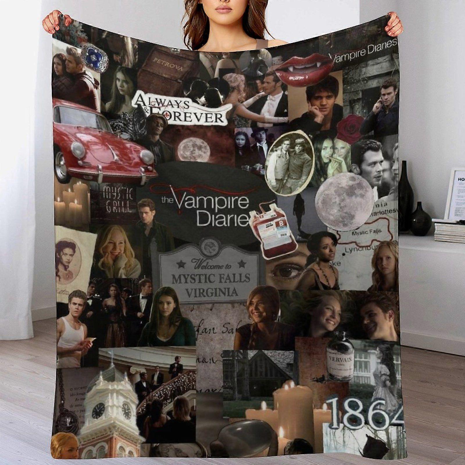 The Vampire Diaries Cozy Velvet Blanket for Winter Travel Sofa Lounge No Shedding Soft Touch Hypoallergenic