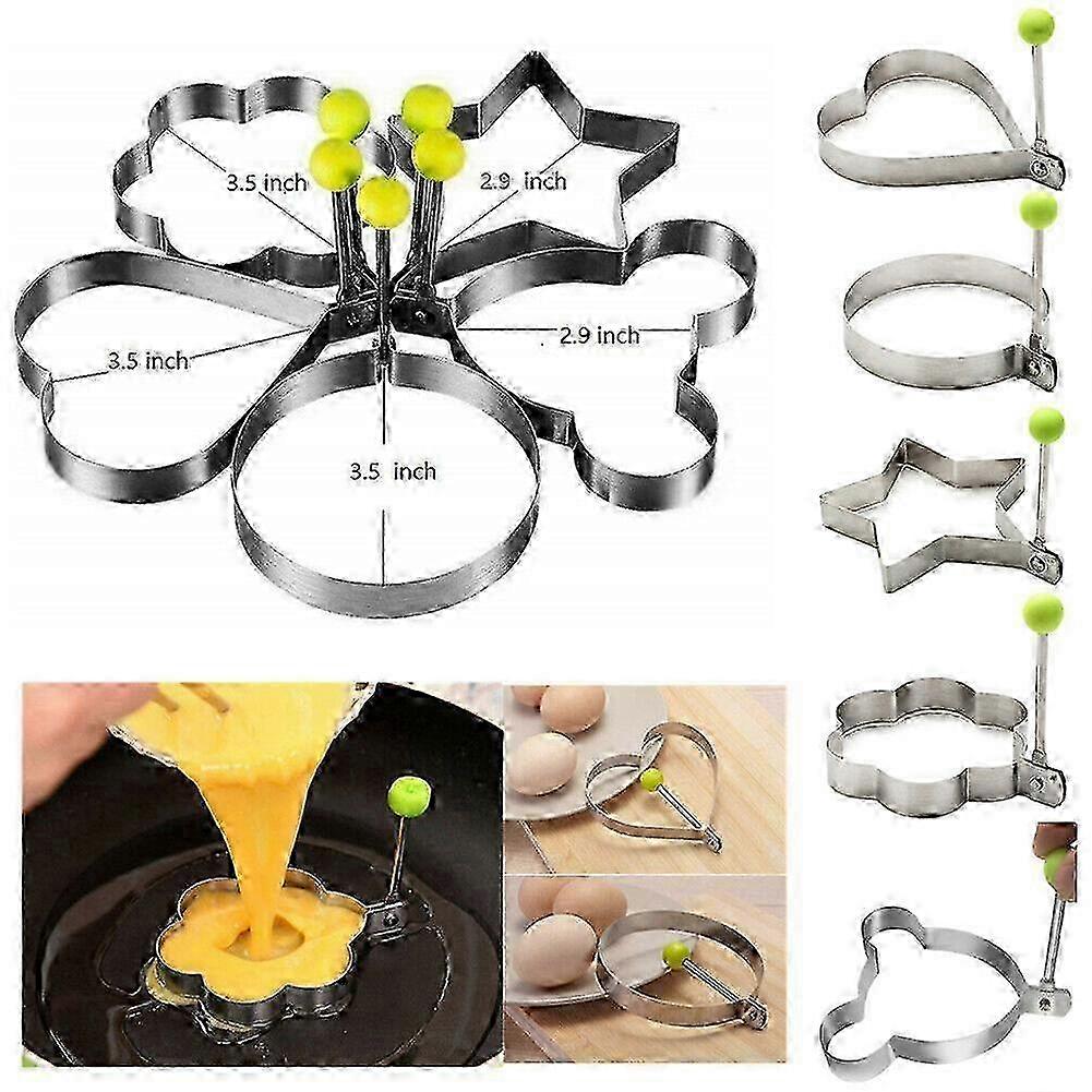 5Pcs Stainless Steel Kitchen Tools, Egg Shaper Ring for Homemade Pancakes