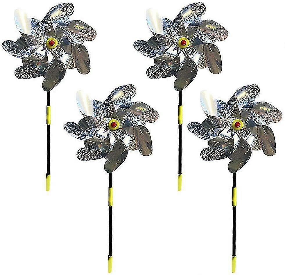 زخرفة فزاعة الطيور ، طاحونة هوائية عاكسة من 4 قطع ، طاحونة هوائية مضادة للطيور ، طاحونة هوائية فزاعة لحماية وتزيين الحديقة ، مزرعة ، بستان ، 48 ثانية