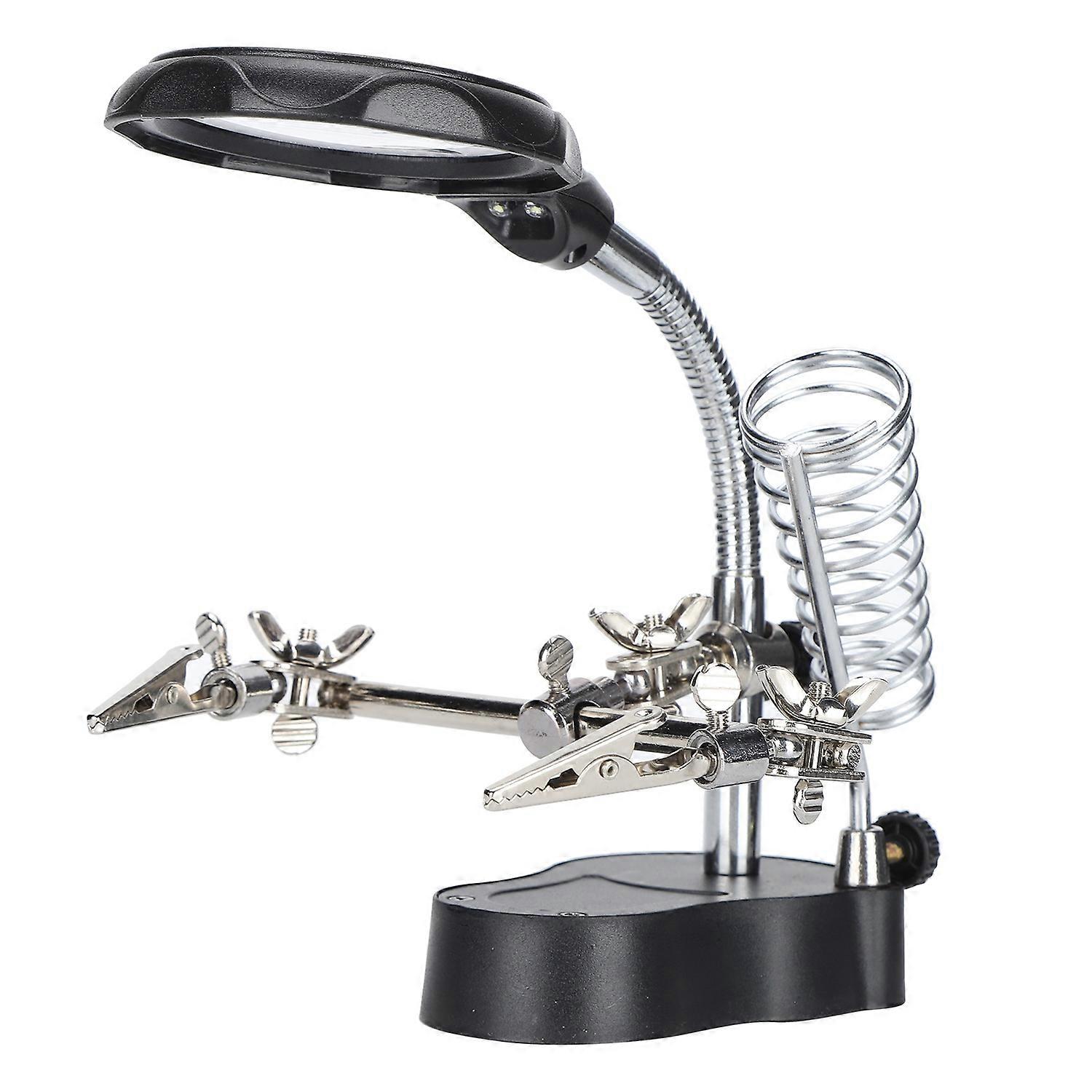 Magnifying Glass with Stand Magnifier Lamp LED Auxiliary Clamp Clip Soldering Station