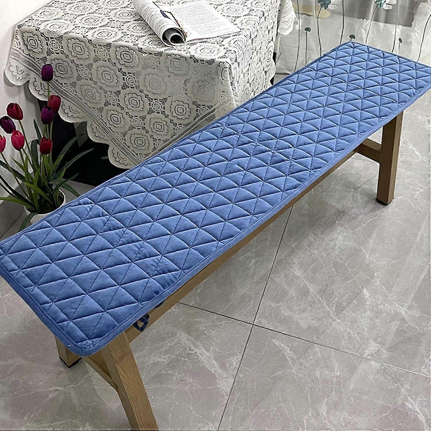 Seat Cushion Rectangular Chair Pad For Garden Patio And Office, 15.74x59.05 In, Soft Grey With Ties