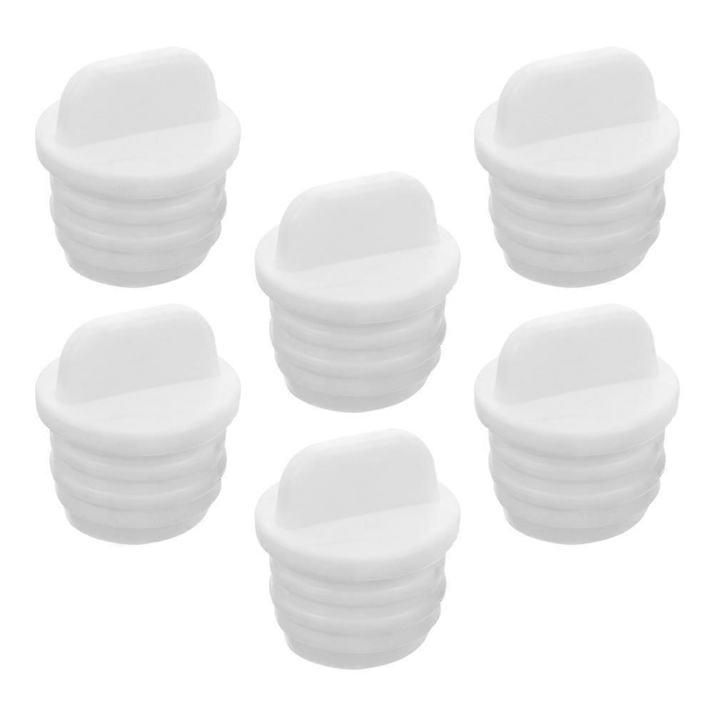 White Rubber Mop Bucket Drain Plug Water Stopper Replacement 6Pcs Set